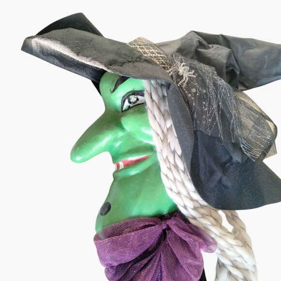 Witch Halloween Decor Wall Hanging Sound Light Red Eyes Touch Activated Hackles - Picture 4 of 11